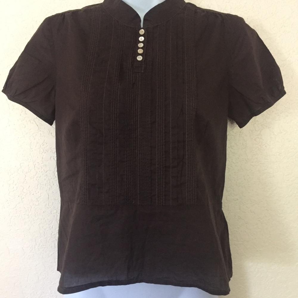J crew brown silk blouse top 0